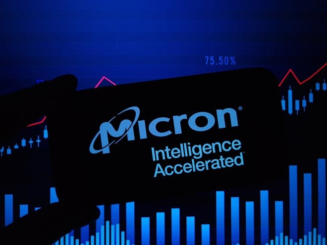 Micron Technology logo displayed on mobile phone screen