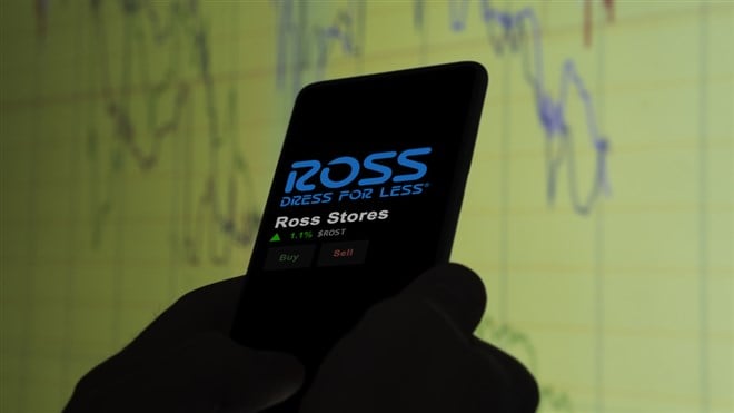 The logo of Ross Stores on the screen of an exchange
