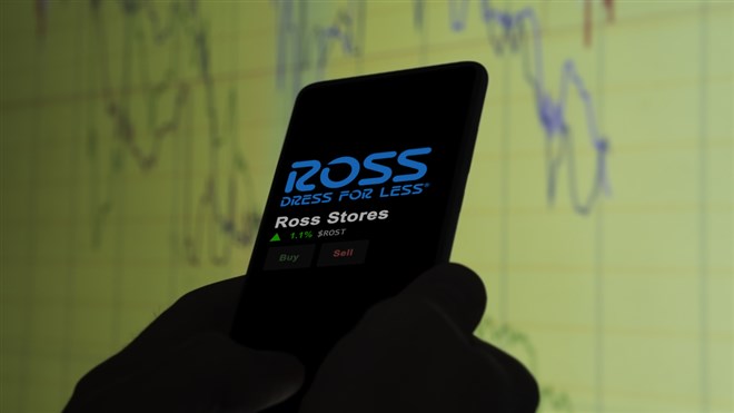 The logo of Ross Stores on the screen of an exchange