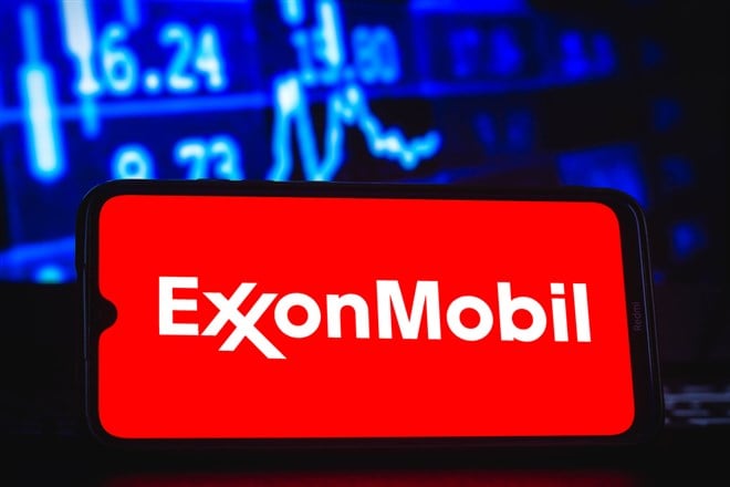 Exxon Mobil logo displayed on a smartphone screen