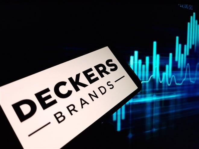 Deckers Brands company logo displayed on mobile phone
