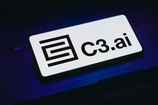 C3 AI logo displayed on a smartphone screen