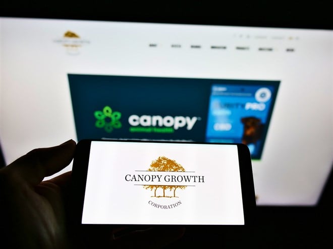 Canopy Growth logo on smartphone screen