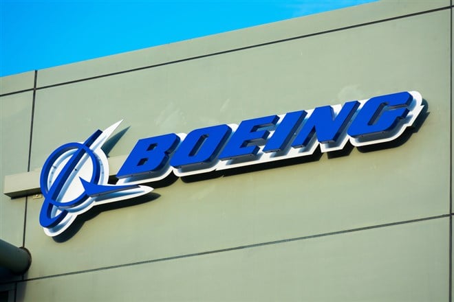 Boeing sign on building