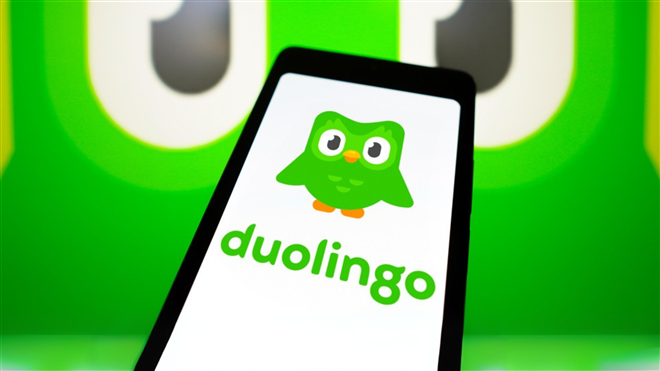 Duolingo logo on smartphone