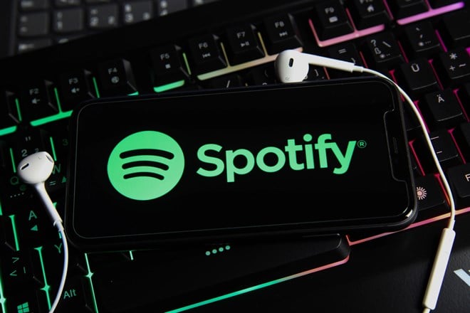 Spotify logo on cellphone 