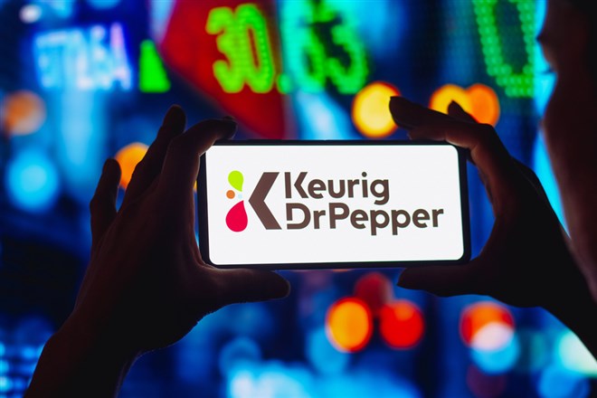 Keurig Dr Pepper  logo on cellphone 