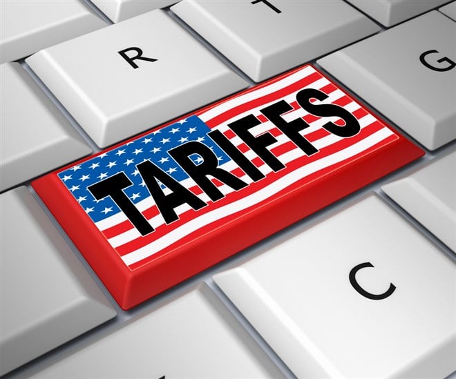 Tarriffs graphic on keyboard 