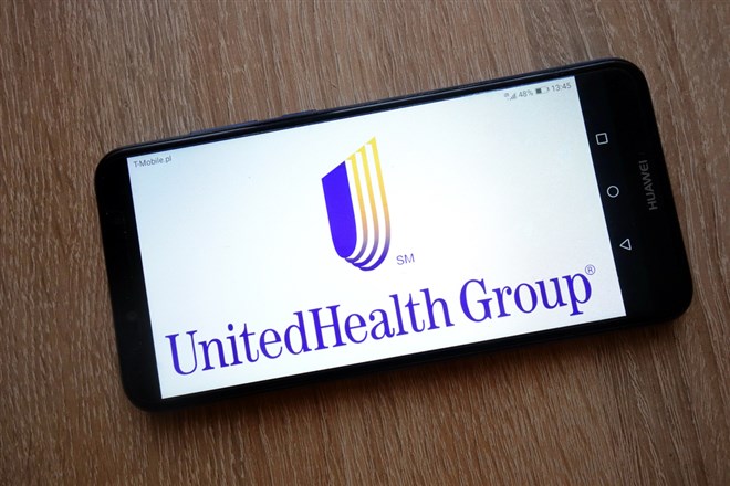 UnitedHealth Group logo on phone 