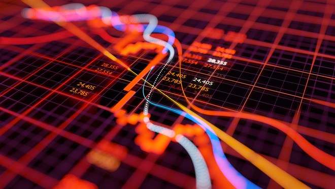 Stock chart in deep red showing a sharp decline.