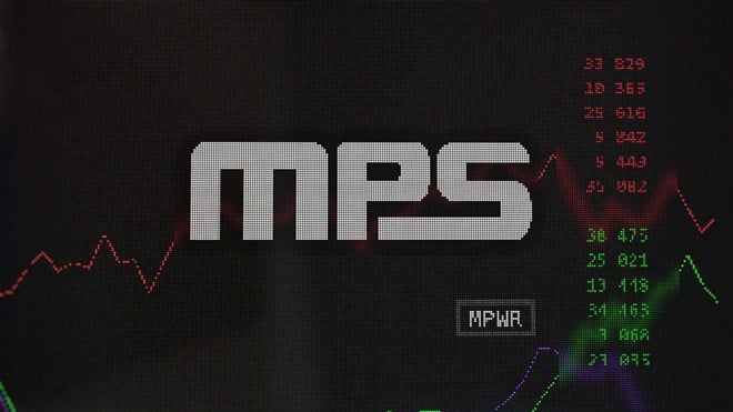 MPS logo against stock exchange background.