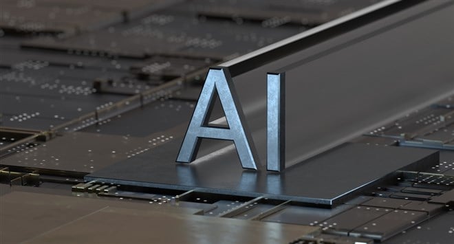 Internal workings of a computer situated behind the word 