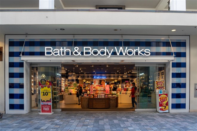 Bath & Body Works company storefront. 