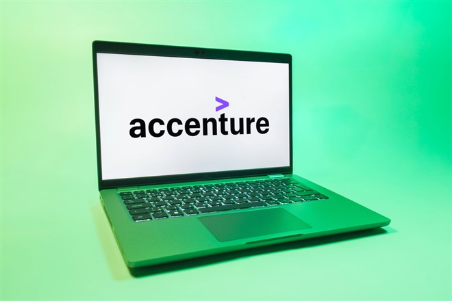 Accenture logo displayed on a mobile phone.