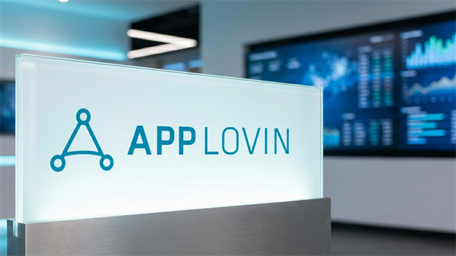 AppLovin logo prominently displayed against trading interfaces.