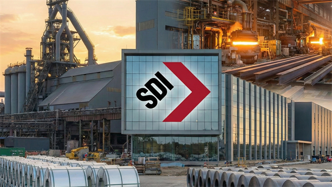 A split-screen composition representing Steel Dynamics.