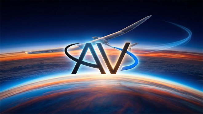 AeroVironment logo with solar-powered drone above Earth, highlighting AVAV defense and unmanned systems growth.