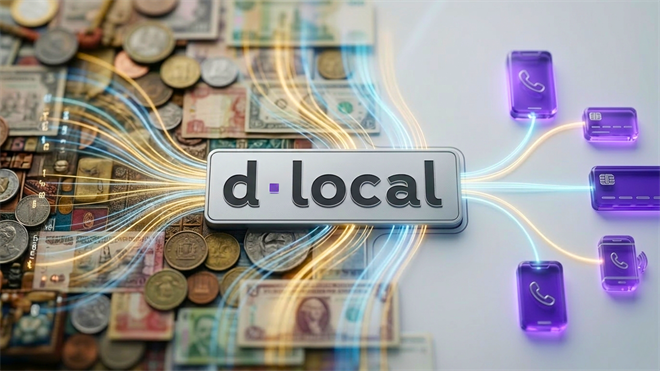 dLocal logo links cash and cards to mobile payments.