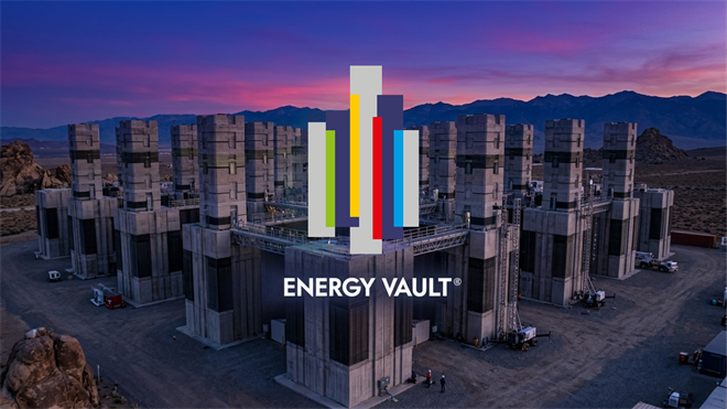 Energy Vault gravity storage facility highlights grid-scale energy storage.