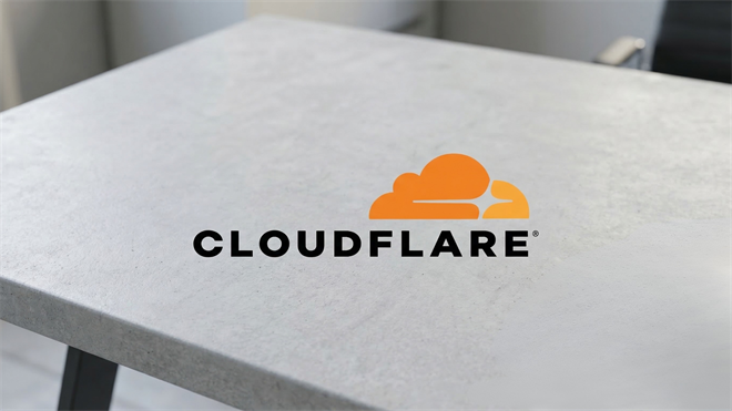 Cloudflare logo on a clean surface, symbolizing AI-driven payments and internet infrastructure growth.