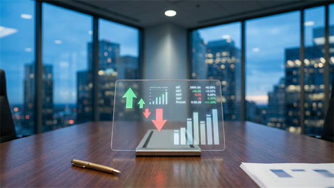 Stock chart with up and down arrows in office reflects insider trading, separating RSU tax sales from discretionary buys.