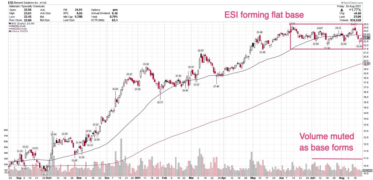 Element Solutions Forming Flat Base After Q2 Earnings 