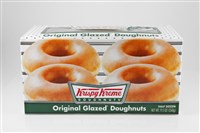 A studio shot of a box of 6 Krispy Kreme Original Glazed Doughnuts.