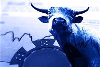 Blue chip and bull on a stock market graph; are blue chip stocks a good investment?