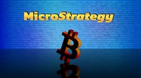 Illustration of Microstrategy logo with bitcoin symbol