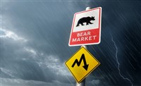 Warning road signs of a coming stock market crash, expecting a bumpy ride. Bear market 3D illustration concept.