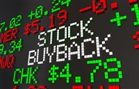 Photo of a stock ticker that says Stock Buyback. Let's look at the top 4 stocks for buybacks in 2024.