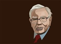 Investor and economist Warren Buffett forecasts stocks market changes will continue to rise. Warren Buffett portrait, vector illustration.