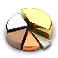 Photo of a pie chart with metals. Three metal stocks are poised for double-digit growth.