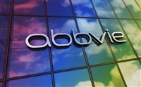  Abbvie Incorporation headquarters glass building concept. Pharmaceutical biomedical company symbol logo on front facade 3d illustration.