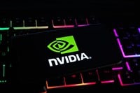 Closeup photo of Nvidia chip 