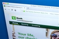 The homepage of the official website for the Toronto-Dominion Bank
