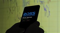 The logo of Ross Stores on the screen of an exchange