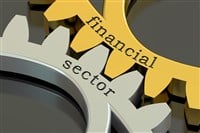 financial sector concept on the gearwheels, 3D rendering