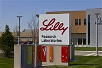 Eli Lilly and Company logo sign on World Headquarters
