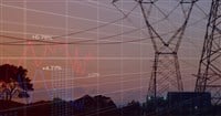 Image of data processing over pylons. Global business and digital interface concept digitally generated image. — Photo