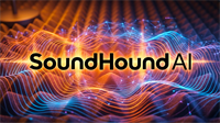 SoundHound AI logo over sound waves illustrates artificial intelligence voice technology amid focus on AI stocks.