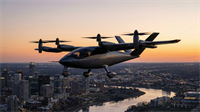 eVTOL air taxi flies over city at sunset, capturing electric aviation momentum around Archer Aviation.