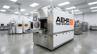 Aehr Test Systems burn-in machine in a cleanroom, highlighting AI ASIC reliability testing and new Sonoma orders.
