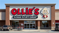 Ollie’s Bargain Outlet storefront with “Good Stuff Cheap” sign.