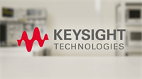 Keysight Technologies logo over blurred lab equipment, symbolizing AI and defense-driven electronic testing growth.