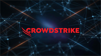 CrowdStrike logo over digital network background, highlighting tech sector alongside broader market volatility impacting energy stocks.