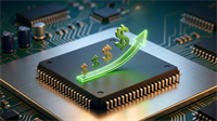 Microchip with glowing upward price arrow and dollar symbols, representing rising semiconductor pricing power.