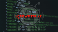 CrowdStrike logo over digital lock and code background, symbolizing AI-driven cybersecurity concerns and market volatility.