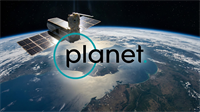 Satellite with Planet Labs branding orbiting Earth, illustrating government-controlled satellite imagery and data restriction.