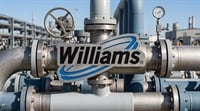 Williams Companies logo displayed on natural gas pipeline infrastructure at an industrial facility.